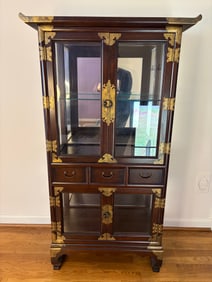 Antique Korean China Cabinet with Brass Accents