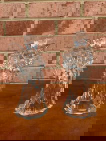 Antique Glass Angel Candlestick Holders