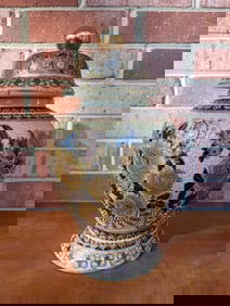 Antique Chinese Porcelain Moriage Floral Gold Satsuma Jar with Lid