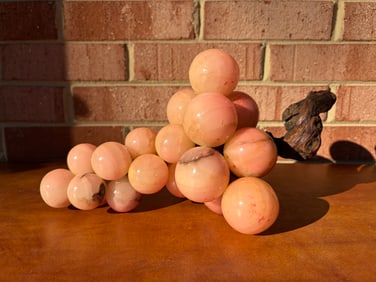 1940s Italian Alabaster Grape Cluster with Vine Stem