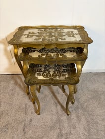 Three 1950s Florentine Gold Painted Nesting Tables
