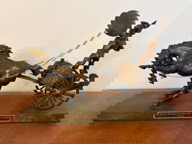 Bronze Sculpture of Achilles Mounting His War Chariot - 10 lbs