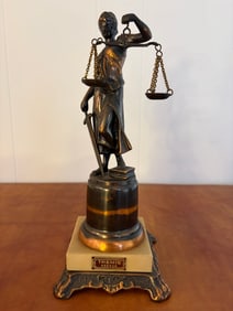 Themis Greek Roman Blind Justice Law Goddess Statue on Pedestal