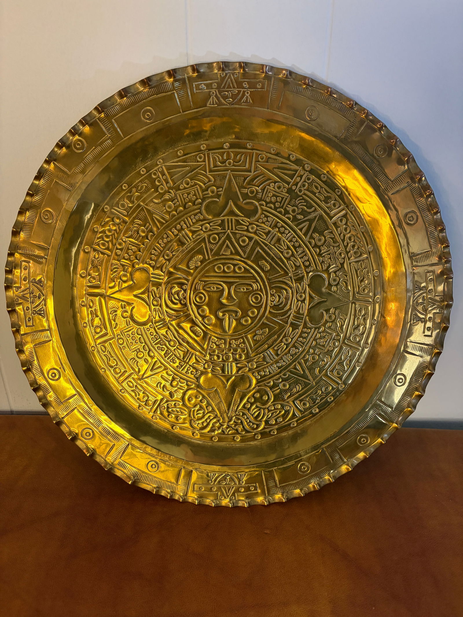 Mexican Brass Aztec Calendar Wall Plaque (1 of 10)
