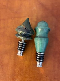 Handcrafted Marble/Jade Bottle Stoppers with Stainless Steel Bases