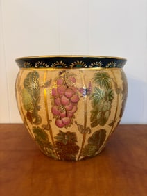 10 1/4 Inch Chinese Porcelain Vase in Satsuma Style with Hand-Painted Motifs