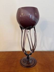 12" Vintage Jozefina Krosno Octopus Footed Jellyfish Art Glass Vase