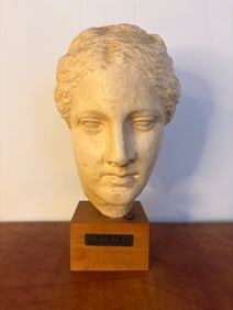 Mid-Century Casting Stone Bust of the Greek Goddess Hygeia with Antiqued White Patina