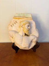 Cast Stone Bas-Relief Wall Plaque Depicting Zeus, King of the Gods