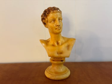 Bust Sculpture of Greek God Hermes in Alabaster