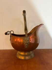 2 Vintage Hammered Copper Pieces: Cauldron and Coal Scuttle