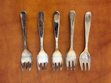 Five Sheffield Silver-Plated Serving Forks