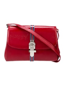 Gucci Red Leather Sylvie Two-Way Purse with Enamel & Metal Trim!