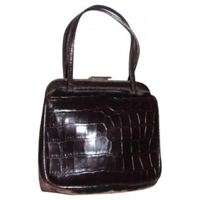 Prada RARE brown crocodile boxy purse w card