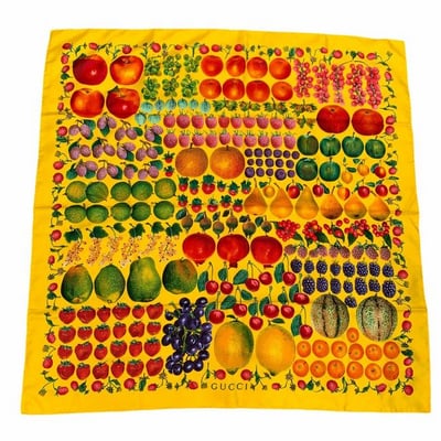 Gucci Colorful Fruit Print Extra Large Silk Scarf (1 of 4)