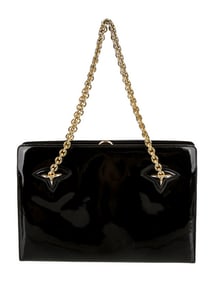 Gucci black patent leather Kelly bag with gold chain accents!