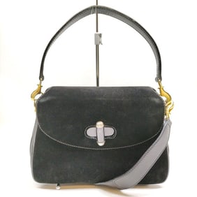 Gucci black leather and suede 1947 Bamboo two-way purse