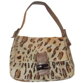 Fendi Mamma Forever Leopard Print Pony Hair & Leather Shoulder Bag