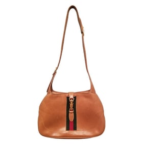 Rare, vintage, Gucci, camel leather 1961 Jackie hobo shoulder bag with a red & green center stripe,