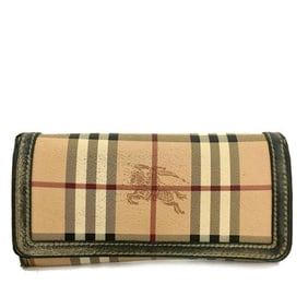 Burberry, Nova Check Plaid w knights & pewter leather XL wallet w a zip close change purse, multiple
