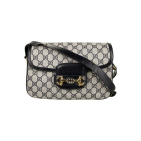 Gucci navy Guccissima leather 1955 Horse-bit shoulder bag