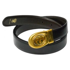 Vintage, Gucci, 44" long x 1.25" wide, brown or black leather, reversible belt in size 40" with a