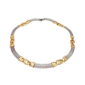 Paolo Gucci, 17" long , two-tone necklace made from interlocking, polished, gold, 'Gucci' mariner