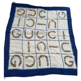 Gucci Colorful G Logo Floral Print Xl Cotton Scarf