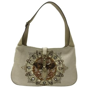 Gucci Hobo Jackie Beaded Limited Edition Purse Brown Leather Shoulder Bag