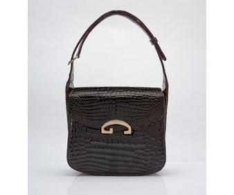 Gucci burgundy crocodile leather G Clasp shoulder purse - SUPER RARE!