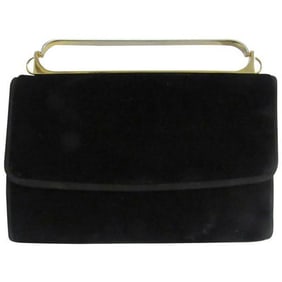 Gucci Evening W Two Way Removable Chain Strap Black Leather Velvet Shoulder Bag