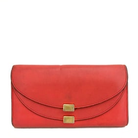 Chloe red leather Georgia XL wallet w double snap envelope top