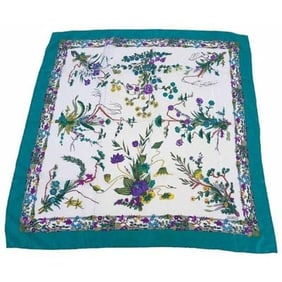 Gucci Multi Color Floral Print XL Silk Scarf