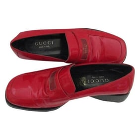 Gucci Red Patent Leather Vintage Loafer Flats - EU35-1/2