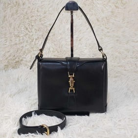 RARE, Gucci, Jackie mod, navy blue leather, boxy, cross body or shoulder purse with bold gold tone