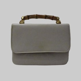 Gucci White Patent Leather Lunch Box Satchel W Bamboo Handle