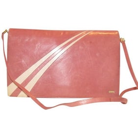Bally Vintage Pursesdesigner Purses Pink Leather With White Striped Accents Shoulder Bag