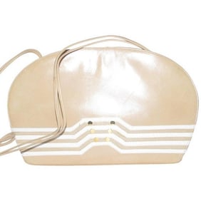 Bally Vintage Beige Glossy Leather Two-Way Shoulder Bag