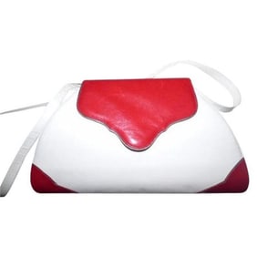 Bally Vintage Pursesdesigner Purses White Leather With Brick Red Accents Shoulder Bag