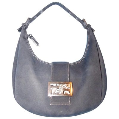 Fendi Limited Edition Baguette Shoulder Heavy Dark Rinse Denim Fabric And Leather Hobo Bag: For sale is an amazing, Fendi, heavy dark rinse denim fabric and leather, zip top, hobo style, shoulder purse with chrome hardware and a leather strap with a bold chrome and multicolored enamel, FF lo