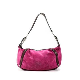Dolce&Gabbana Hot Pink Suede & Black & Red Leather Hobo w Chrome Horse-bit Accents