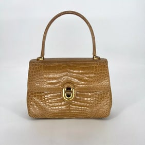 Gucci 1960's camel crocodile leather Kelly style purse