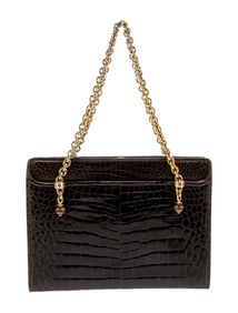 Gucci crocodile Kelly bag w gold chain straps & tiger's eye accents!