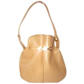 Gucci 1955 Horsebit Yellow Leather Bucket Bag W  Belted Gold GG Top