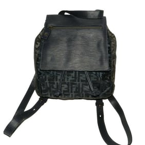 Fendi Blue & Grey Zucca Print Canvas And Leather Two Way Backpack/Satchel