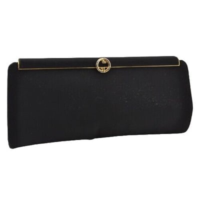 1960's Gucci mod black silk interlocking GG clutch purse: For sale is an authentic, rare, 1960's, AMAZING, Gucci, mod, black silk, hinged opening, clutch style purse with a sleek linear, gold, latch top clasp with an interlocking GG logo center accent! This