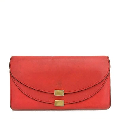 Chloe red leather Georgia XL wallet w double snap envelope top: For sale is a Chloe, red leather XL continental, 'Georgia' style wallet with a double, snap envelope top, lots of slots for cards and cash, gold accents, room for a checkbook, and a zip pocket! This i
