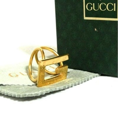 Gucci Gold Square Gucci 'G' Logo Scarf Ring (1 of 4)