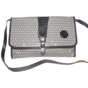 Fendi Vintage Two Way Style Pursesdesigner Purses Blue Small F Logo Print Coated Canvas And Navy Lea