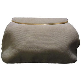 Gucci Vintage Iridescent Pearl Seed Bead With A Hinged Top White Plastic Clutch